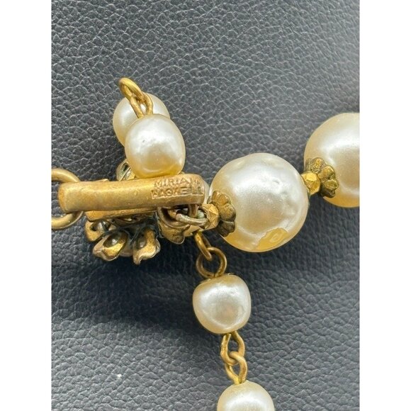 Vintage Miriam Haskell Baroque-Style Faux Pearl Choker-Necklace, Cluster Clasp - Picture 13 of 13